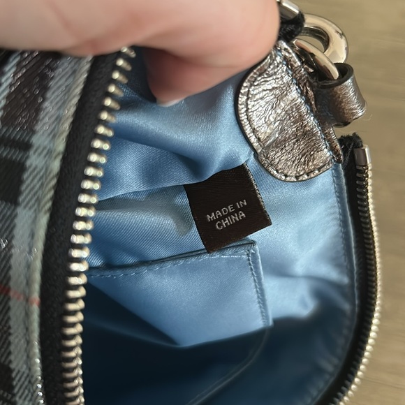 COACH POPPY Blue Plaid Silver Metallic Graffiti Purse Vintage - Picture 12 of 12